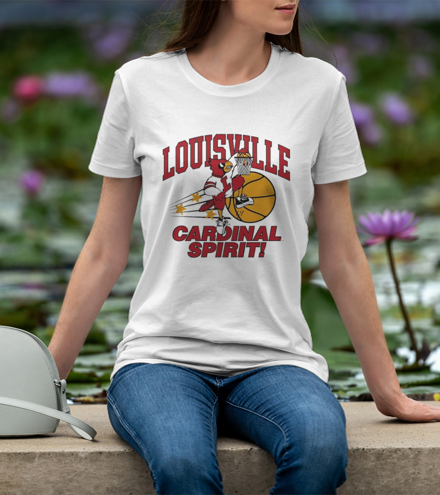 Louisville Cardinal Spirit Basketball Dunking Stars T-Shirt