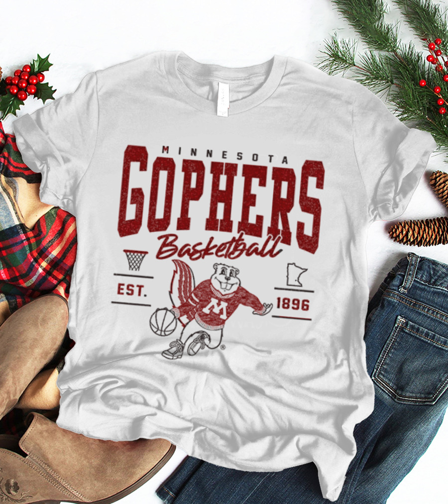 Minnesota Gophers Basketball Est 1896 Goldy Gopher Dribbling Ball T-Shirt