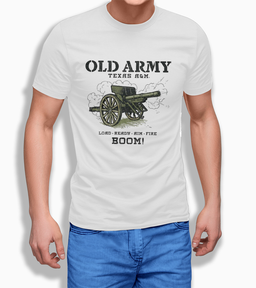 Texas A&M Old Army Load Ready Aim Fire Boom Cannon T-Shirt