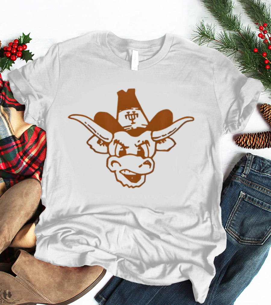 Texas Longhorns Scowling Bull Cowboy Hat Orange T-Shirt