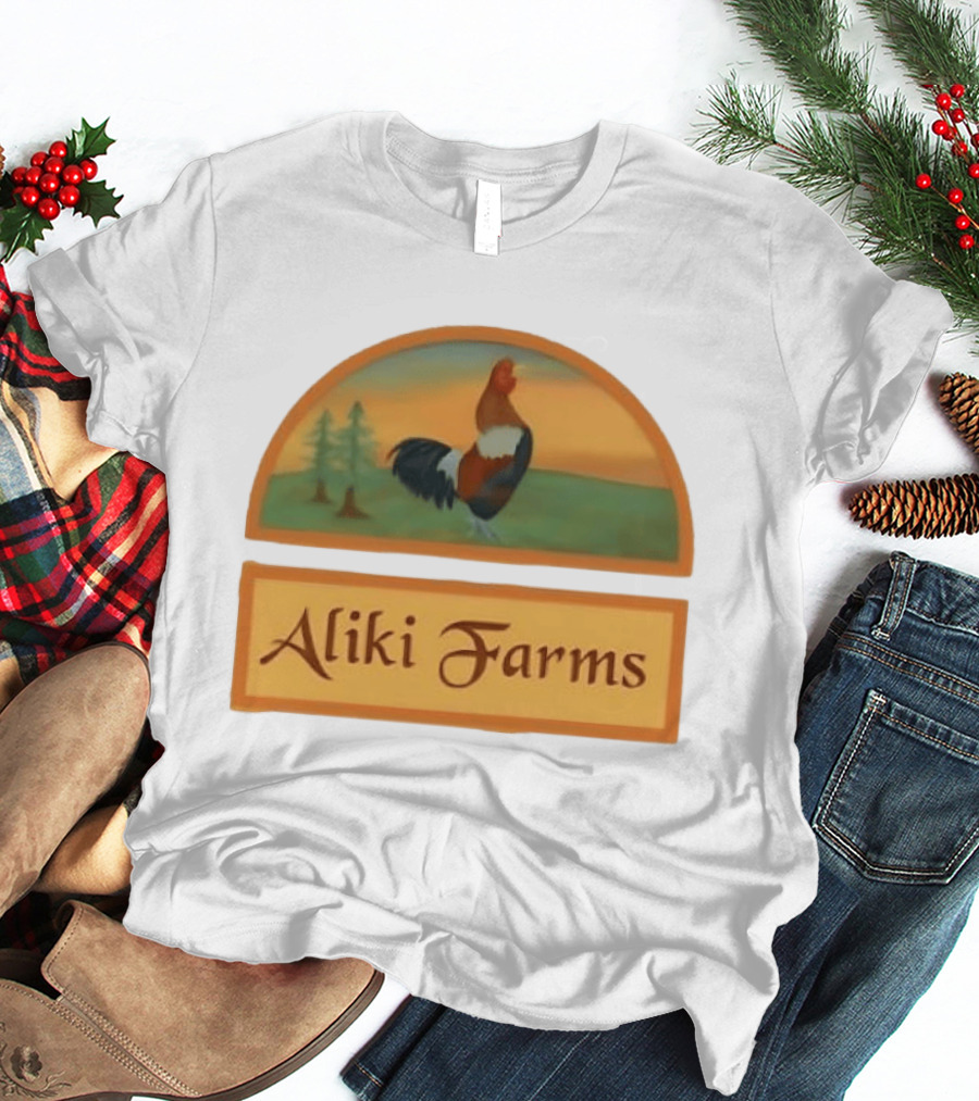 Aliki Farms Rooster Scene With Trees T-Shirt
