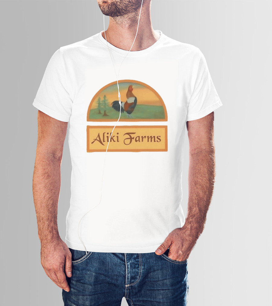Aliki Farms Rooster Scene With Trees T-Shirt