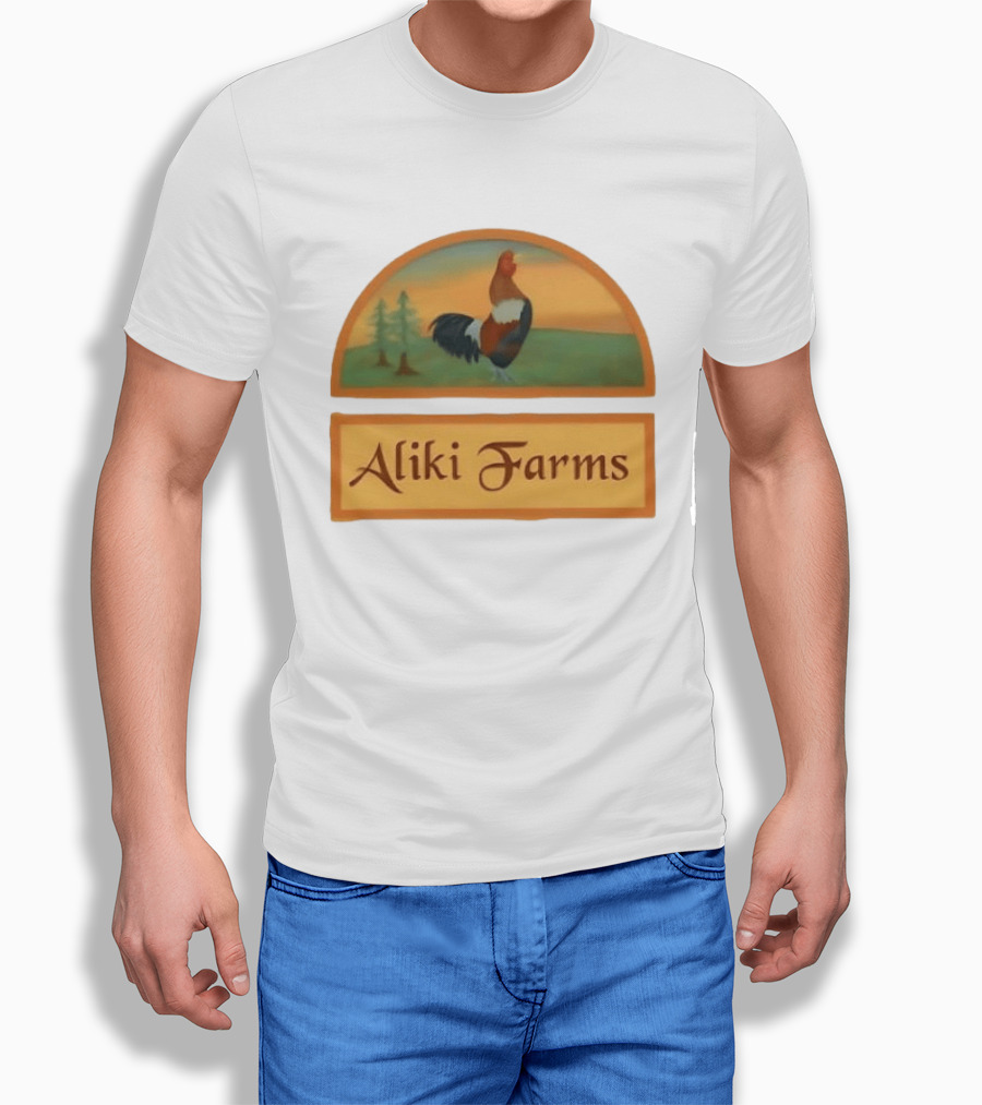 Aliki Farms Rooster Scene With Trees T-Shirt