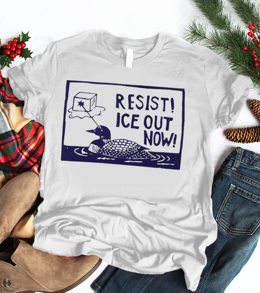 Resist Ice Out Now Loon Ice Cube T-Shirt