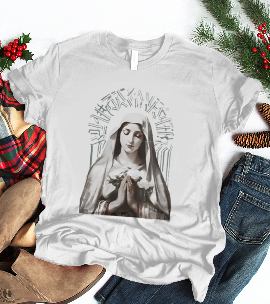Virgin Mary With White Roses Holy Mary Mother Of Us Pray For Us Gothic T-Shirt