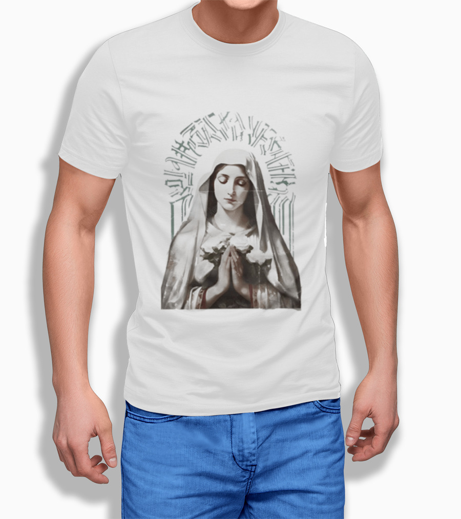 Virgin Mary With White Roses Holy Mary Mother Of Us Pray For Us Gothic T-Shirt