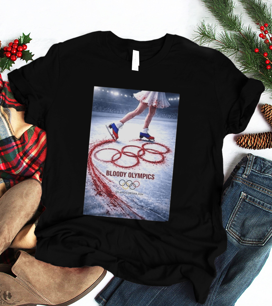 Bloody Olympics Ice Skating Milano Cortina 2026 Winter Games T-Shirt
