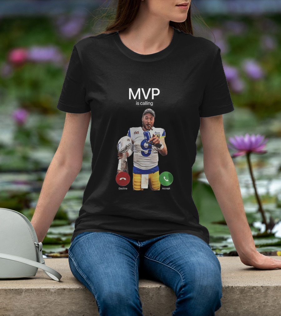 MVP Matthew Stafford Holding Trophy Los Angeles Football Celebration T-Shirt