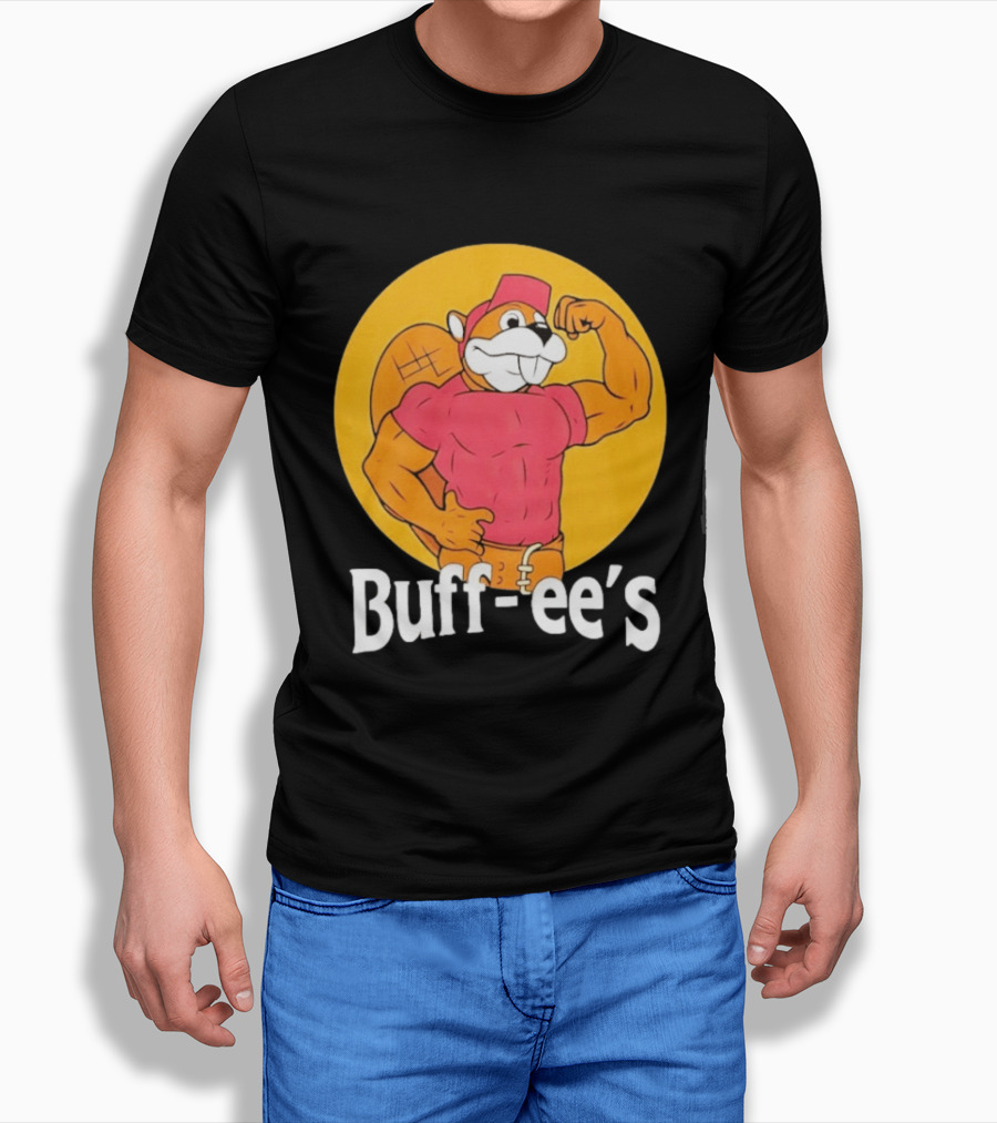 Buff Ee's Muscular Beaver Cartoon T-Shirt