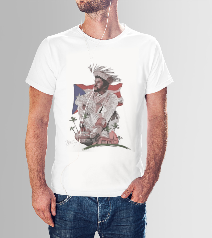 Bad Bunny Together We Are America Puerto Rican Flag Taino T-Shirt