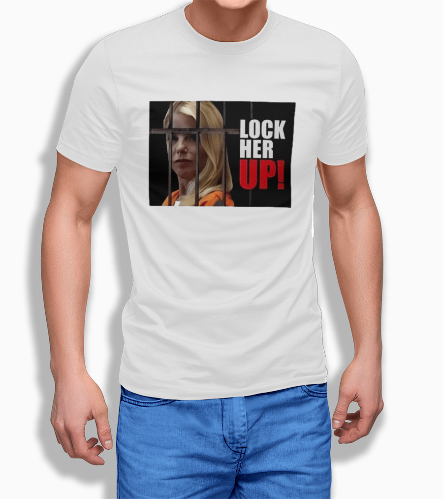 Pam Bondi Lock Her Up Prison Bars Image T-Shirt