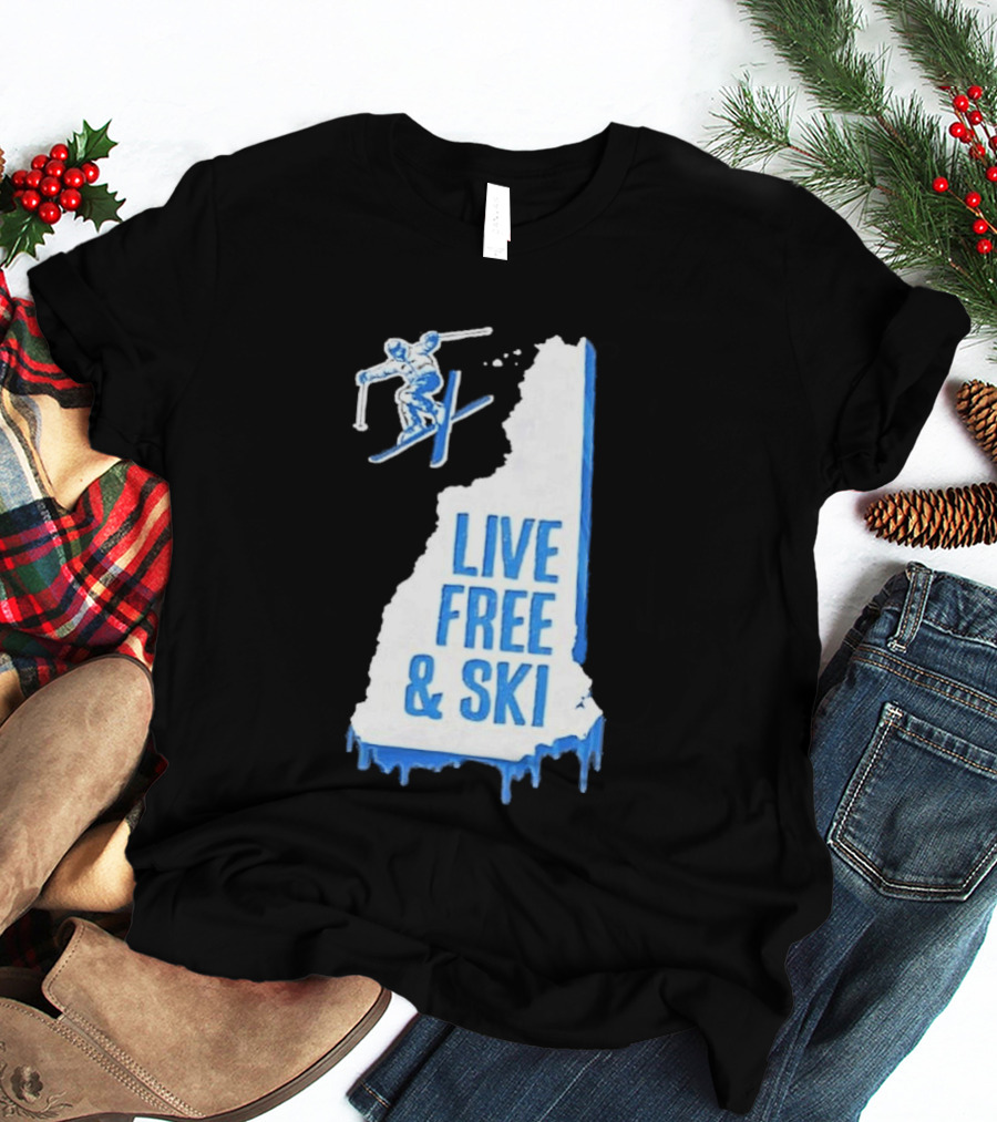 New Hampshire Live Free & Ski Winter Adventure Skiing T-Shirt