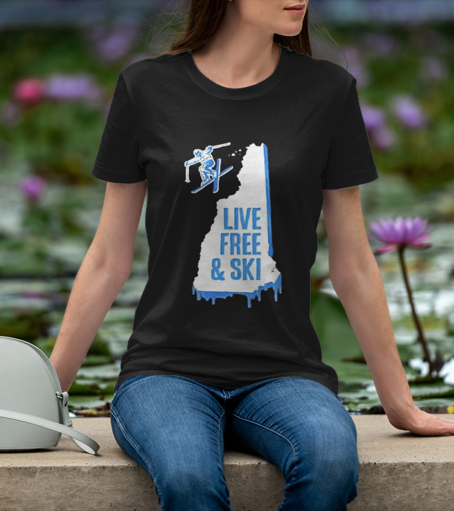 New Hampshire Live Free & Ski Winter Adventure Skiing T-Shirt