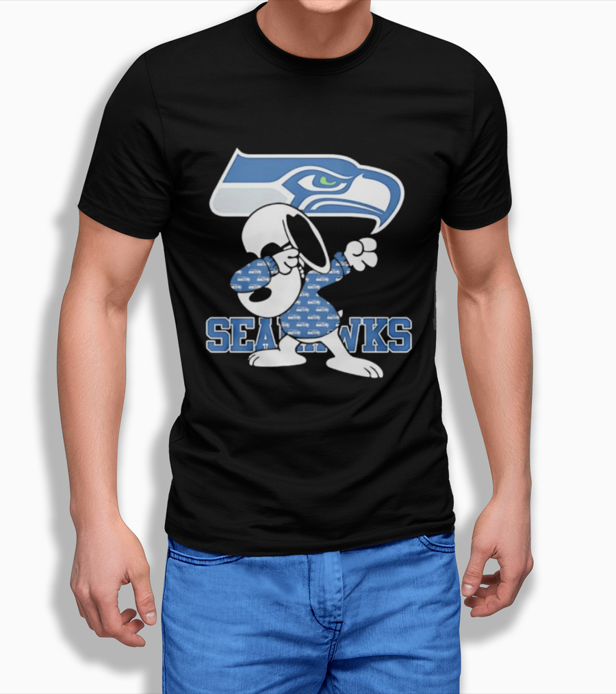 Seattle Seahawks Snoopy Peanuts NFL Team Collaboration T-Shirt
