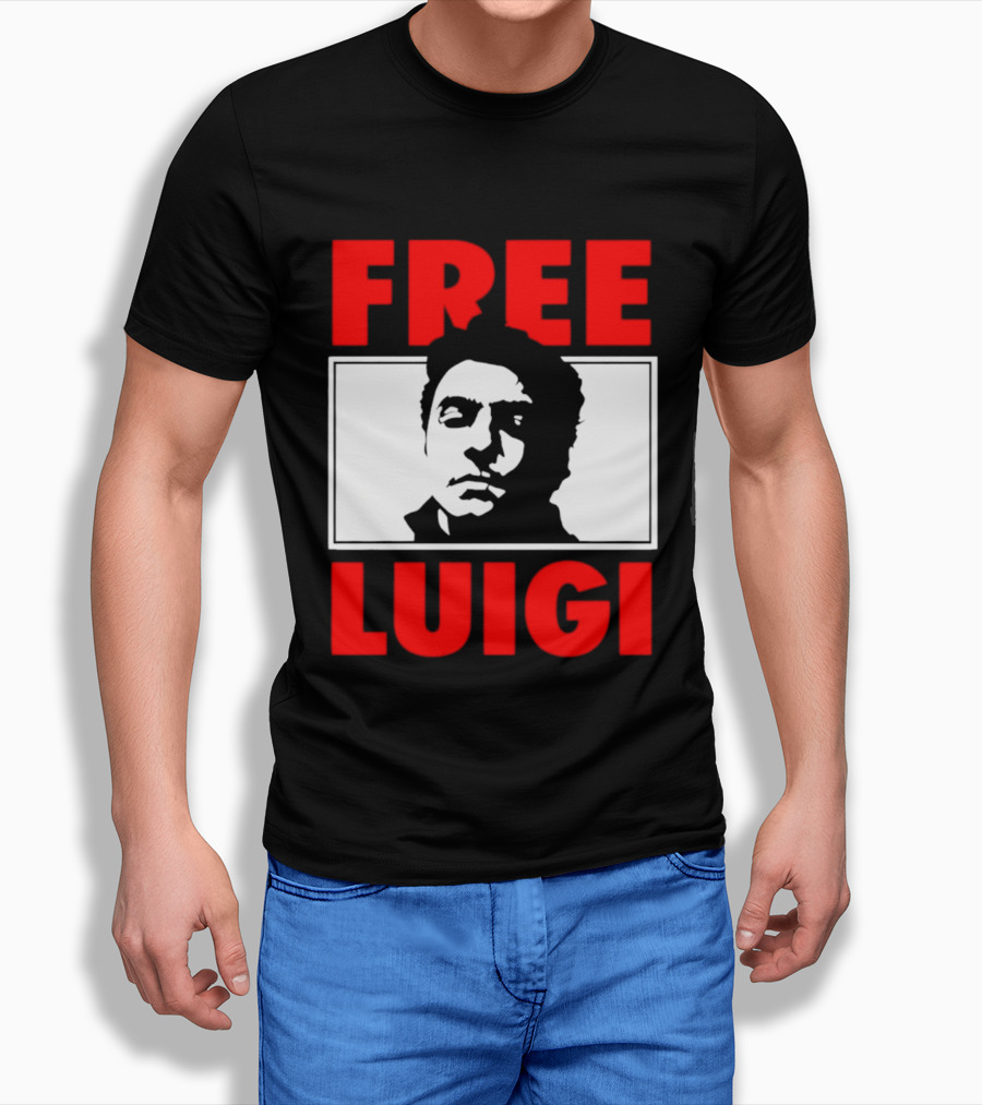 Free Luigi Mangione Shot Face Red T-Shirt