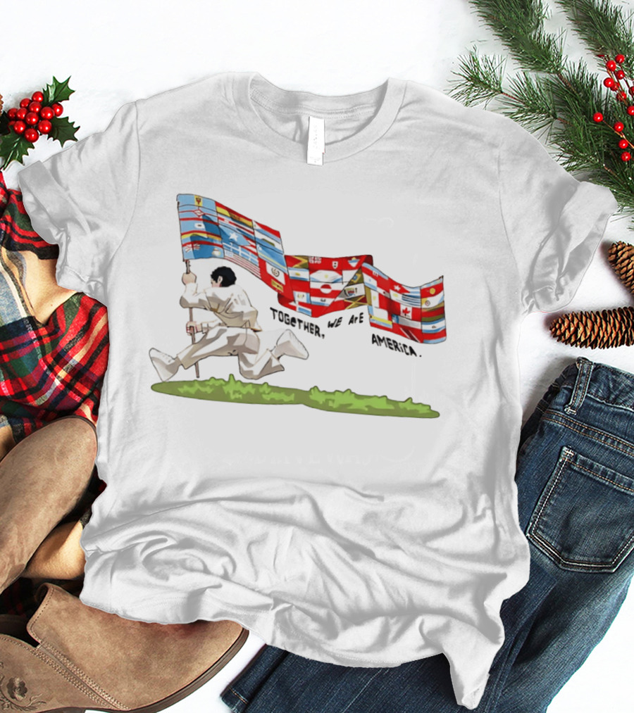 Bad Bunny Together We Are America The Only Thing More Powerful Than Hate Is Love Flags T-Shirt