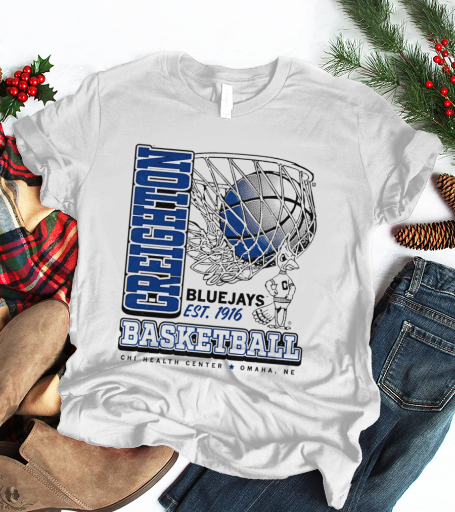 Creighton Bluejays Basketball Est 1916 CHI Health Center Omaha Nebraska T-Shirt