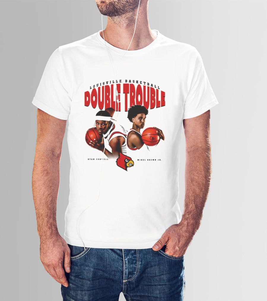 L Louisville Basketball Double Trouble Ryan Conwell Mikel Brown Jr T-Shirt