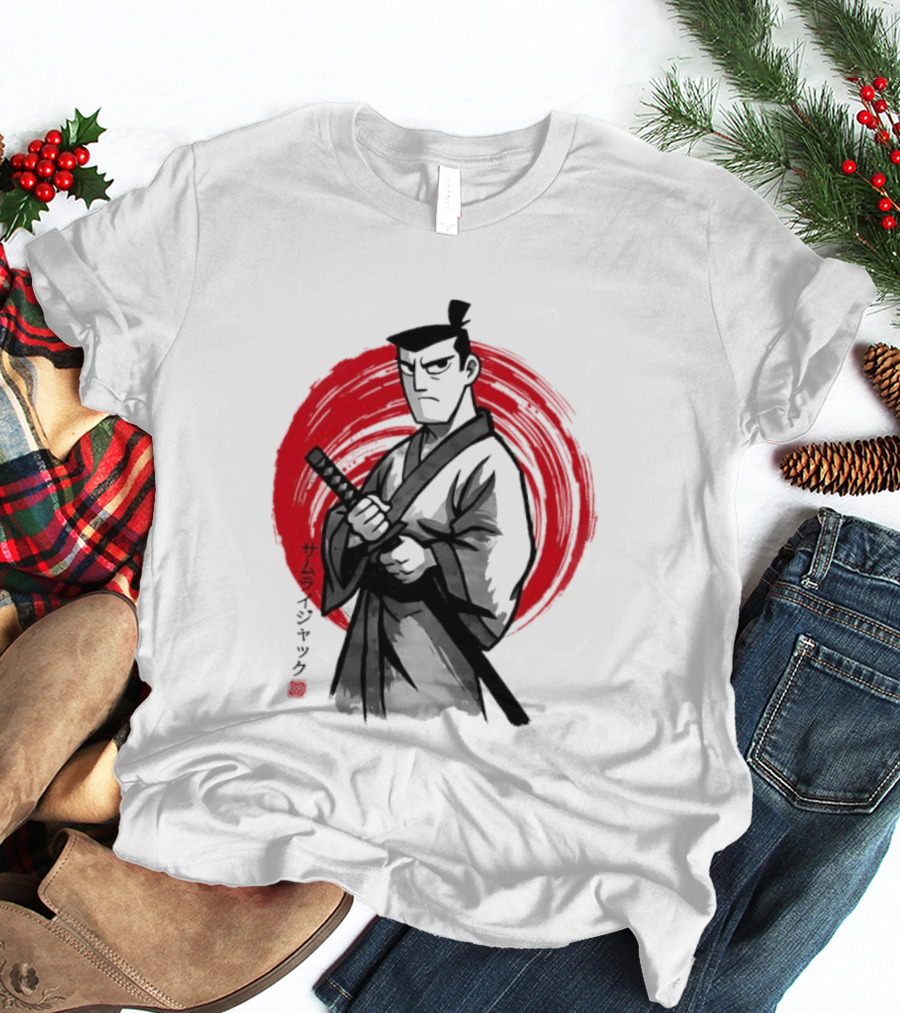 Samurai Jack Sumi E Art Red Circle Japanese Kanji T-Shirt