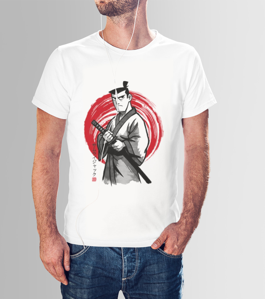 Samurai Jack Sumi E Art Red Circle Japanese Kanji T-Shirt