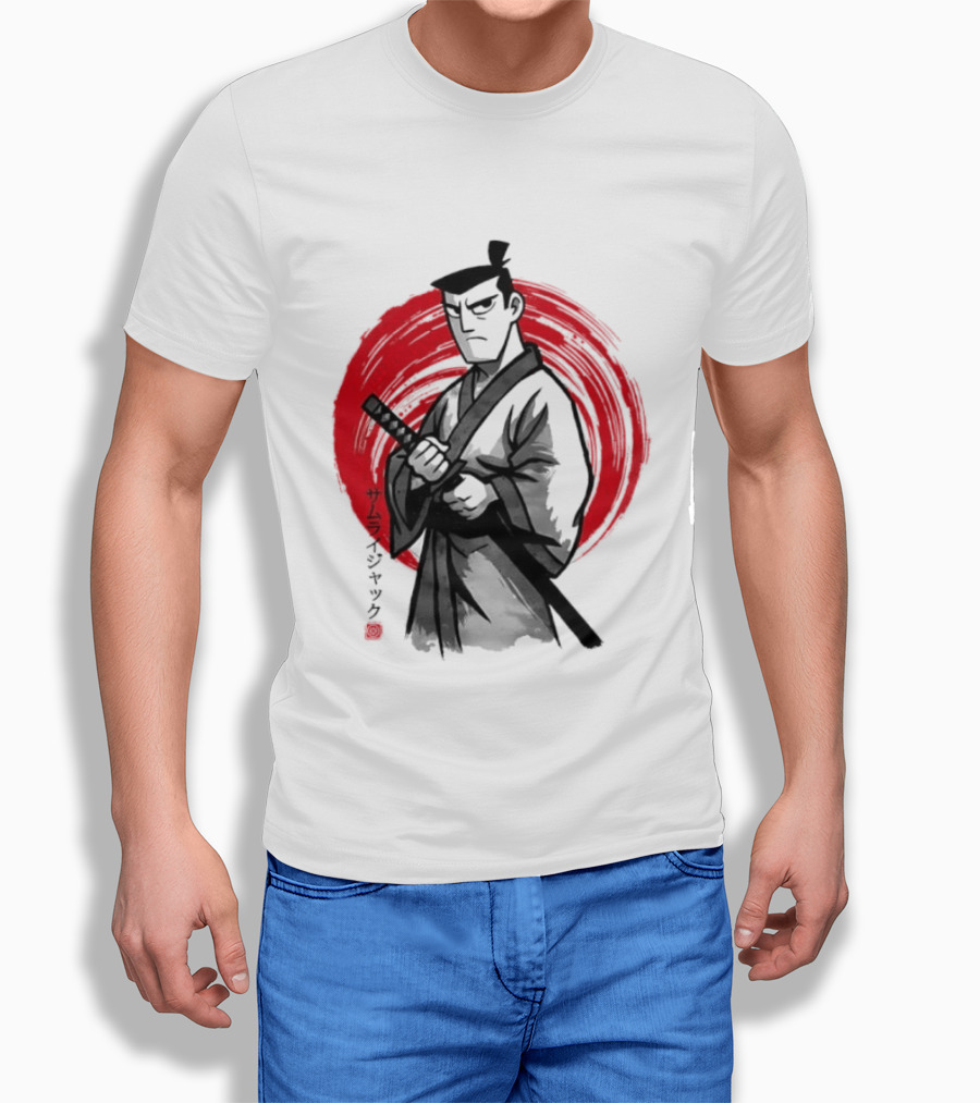 Samurai Jack Sumi E Art Red Circle Japanese Kanji T-Shirt