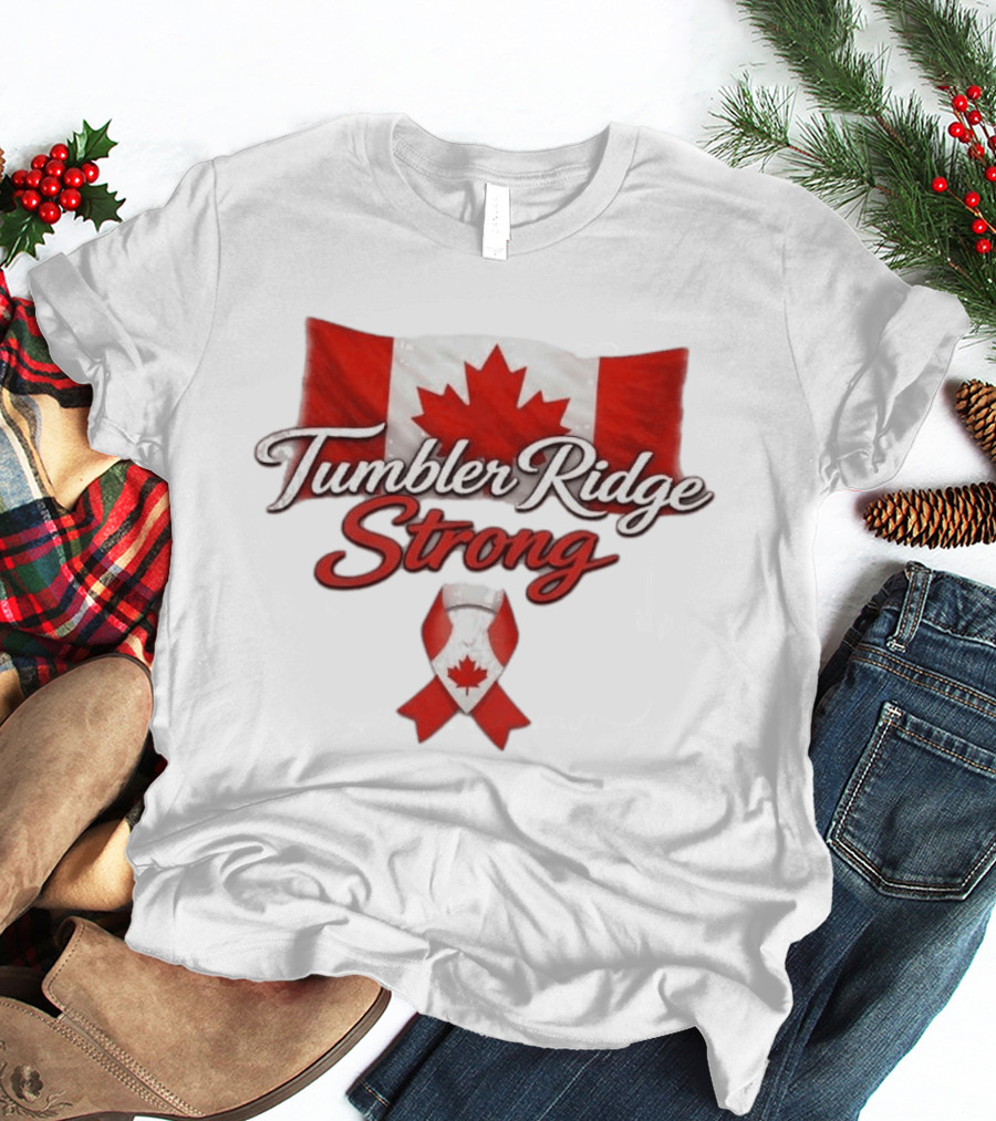Tumbler Ridge Strong Canada Maple Leaf Ribbon T-Shirt