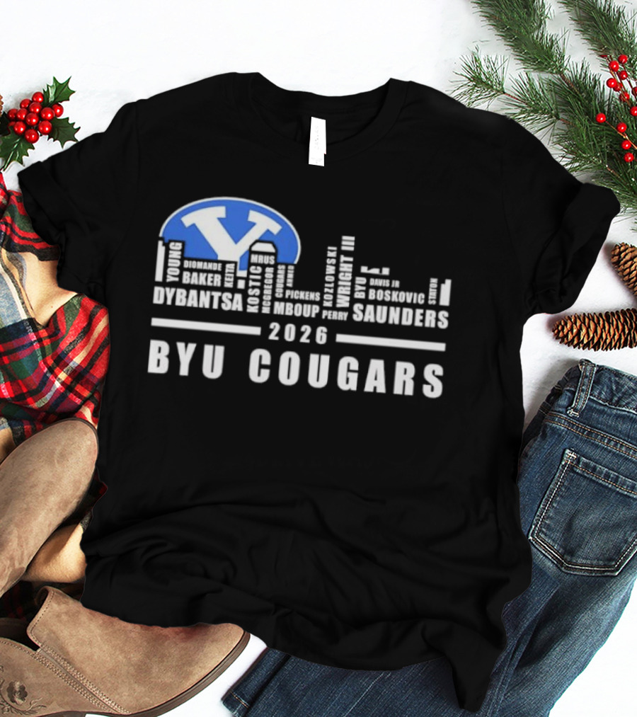 BYU Cougars 2026 Roster Skyline Collins Robinson Hall Saunders T-Shirt