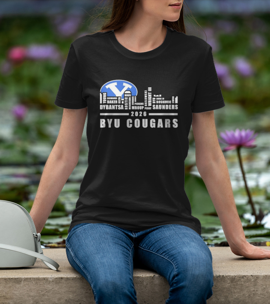 BYU Cougars 2026 Roster Skyline Collins Robinson Hall Saunders T-Shirt