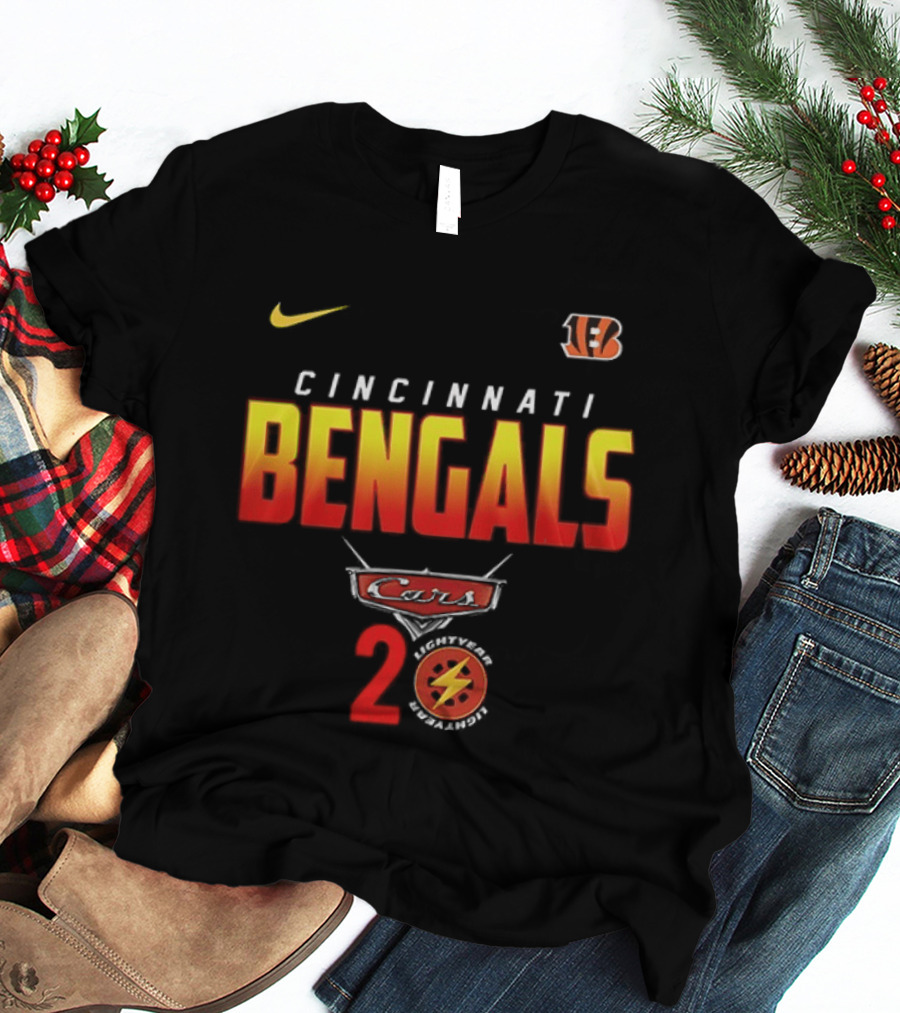Cincinnati Bengals Cars 20th Anniversary Nike Collaboration NFL Pixar T-Shirt