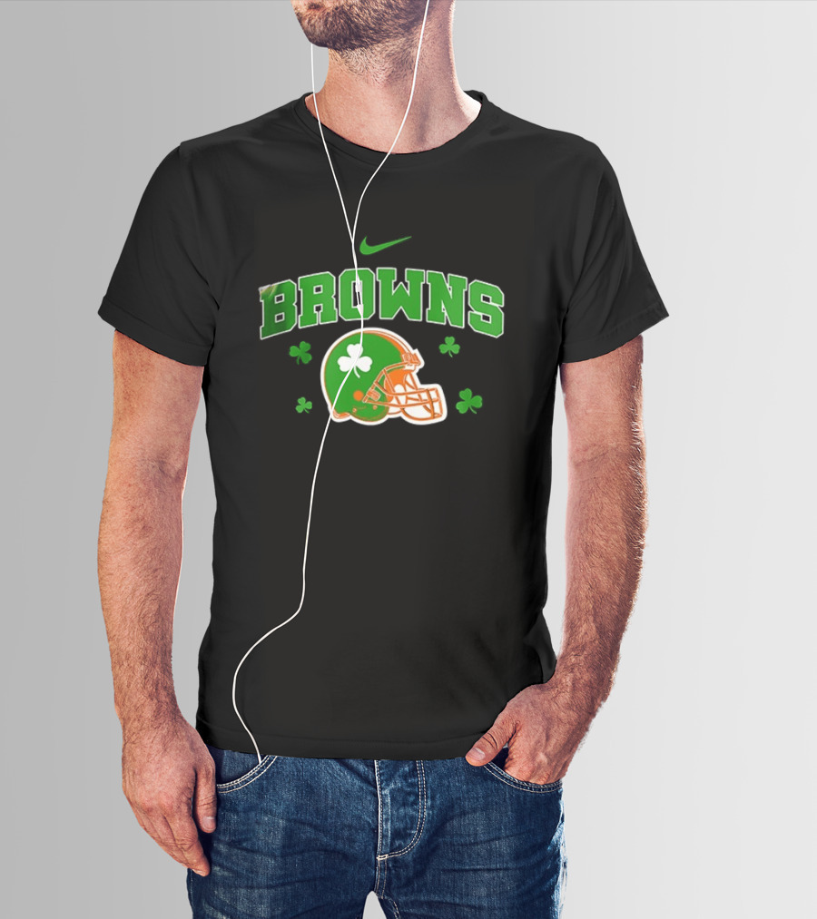 Browns Irish Inspired Football Shamrock Theme Nike T-Shirt