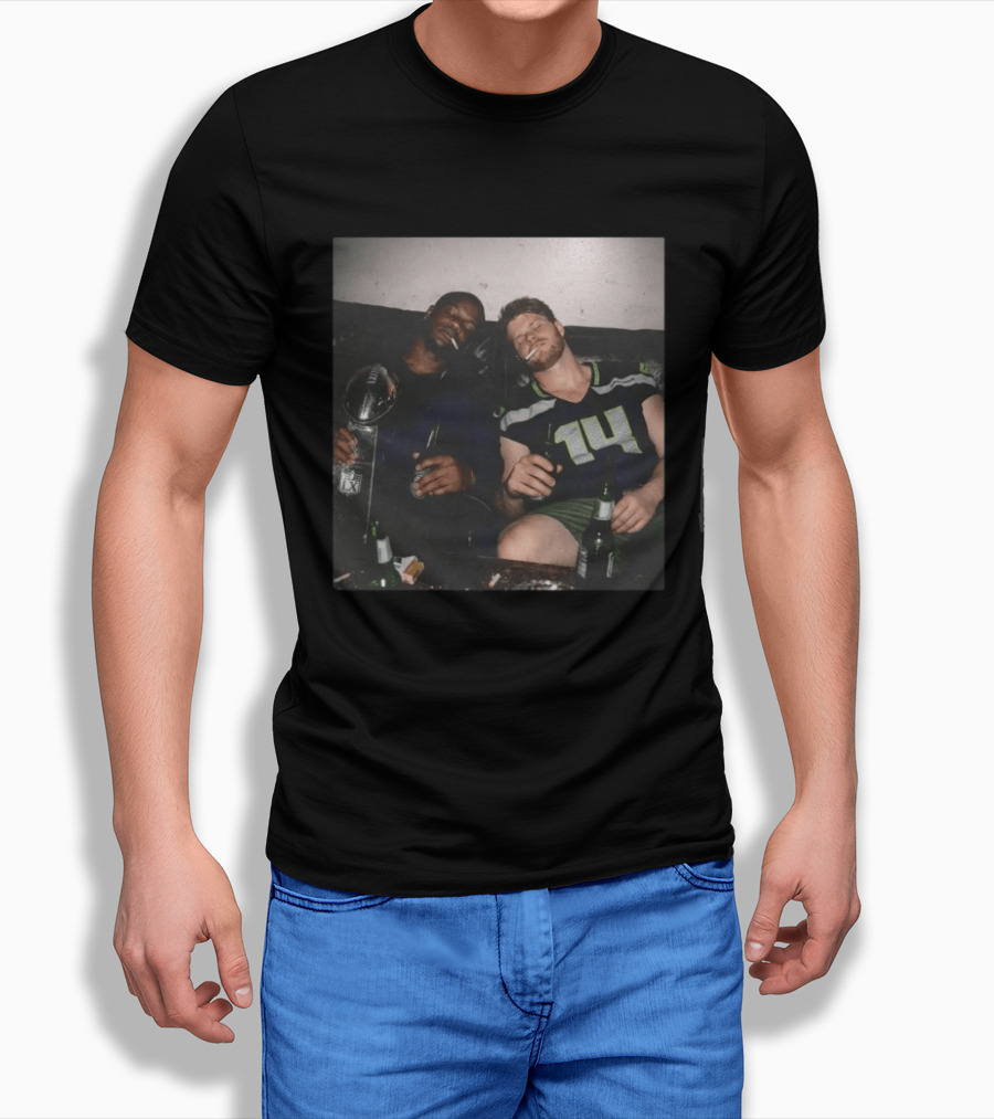 Lombardi Trophy Celebration With Jersey Number 14 NFL Players Drinking Smoking T-Shirt