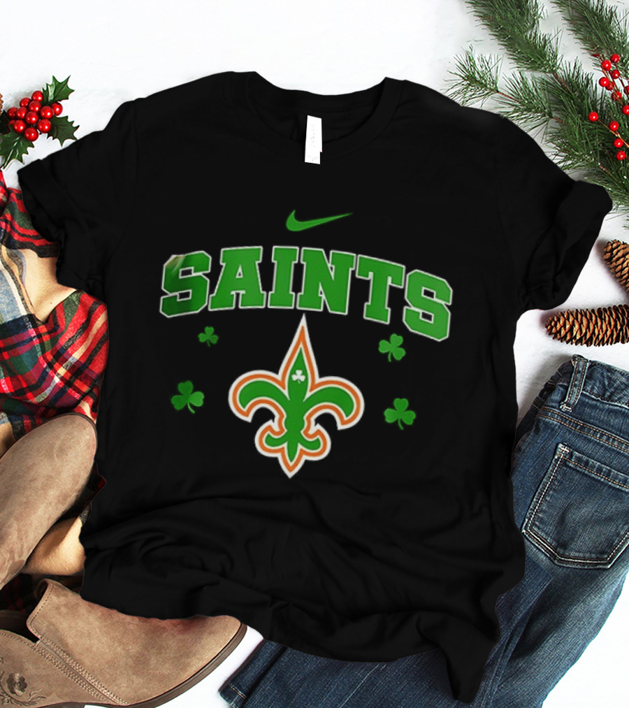 New Orleans Saints Irish Woman Soul Of A Witch Nike Green Shamrock Fleur De Lis T-Shirt