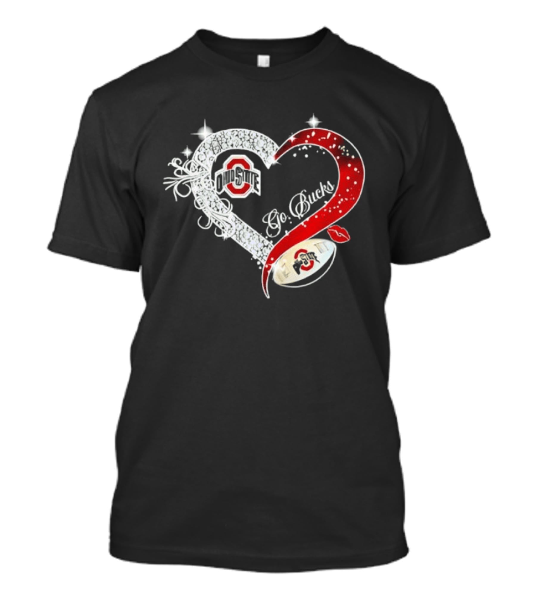 Ohio State Buckeyes Go Bucks Heart Shaped Iconic Red And White T-Shirt