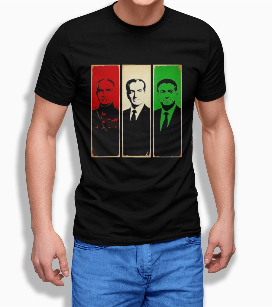 Pahlavi Kings Of Iran Reza Mohammad Reza Iran Flag T-Shirt
