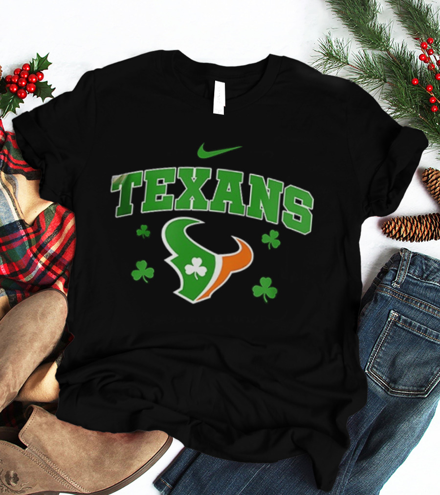 Houston Texans Irish Clover St. Patrick's Green Nike Fan Gear T-Shirt