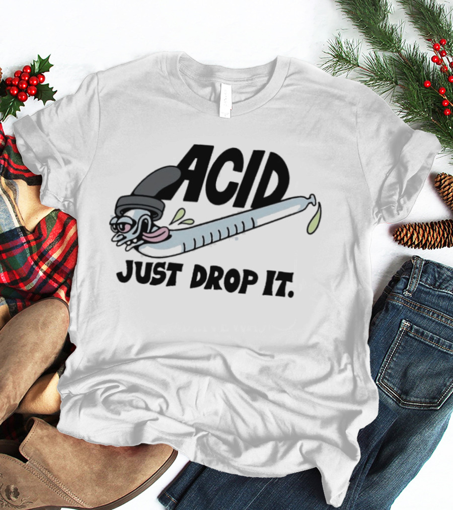 Acid Just Drop It Cartoon Worm T-Shirt
