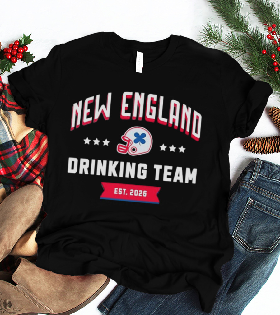 New England Drinking Team Est 2026 Football Helmet Four Stars T-Shirt