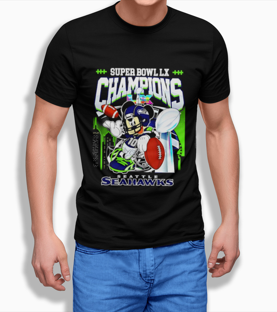 Super Bowl XLVIII Champions Mickey Mouse Seattle Seahawks T-Shirt