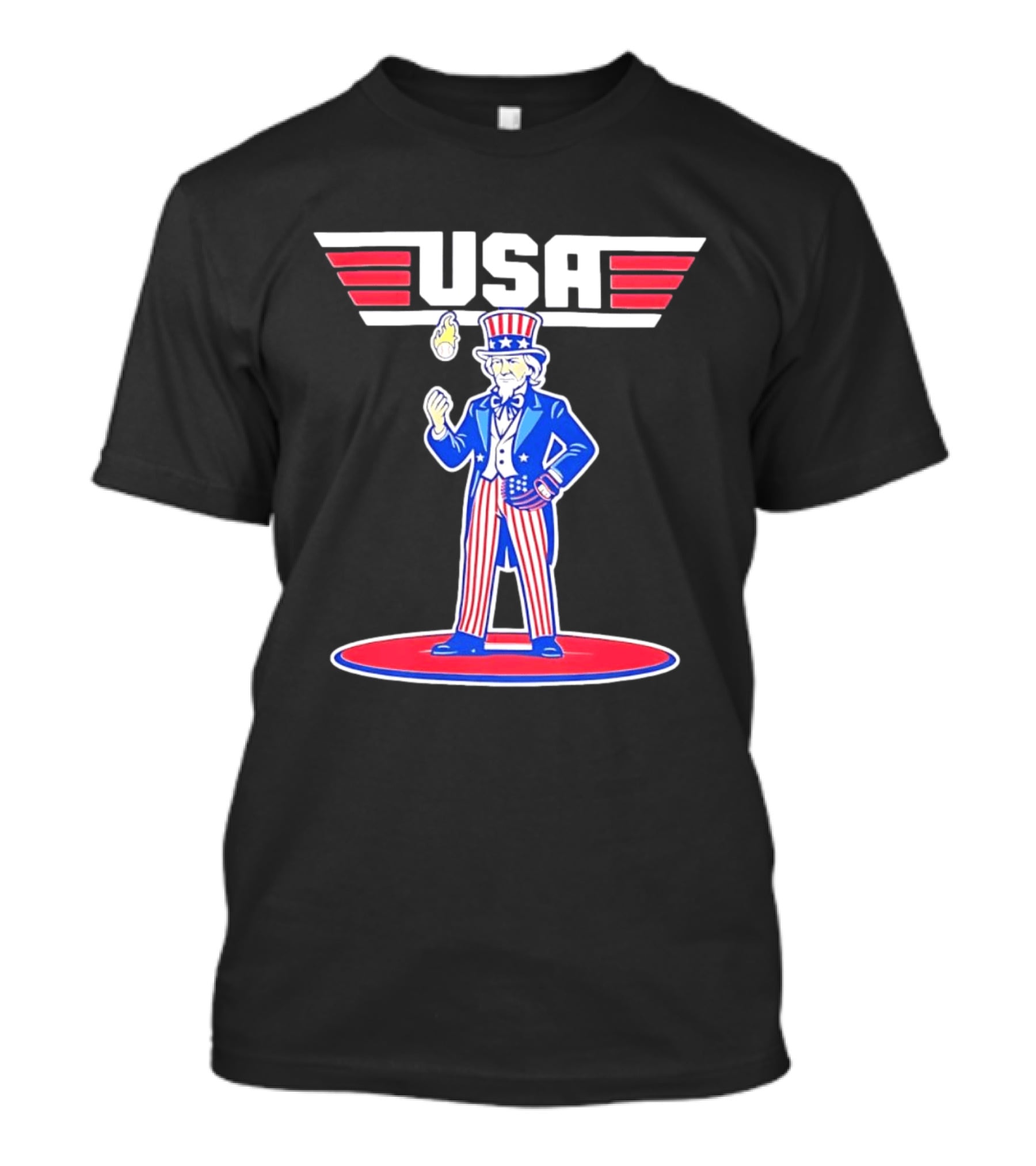Uncle Sam USA Baseball Ace Patriotic Sports T-Shirt