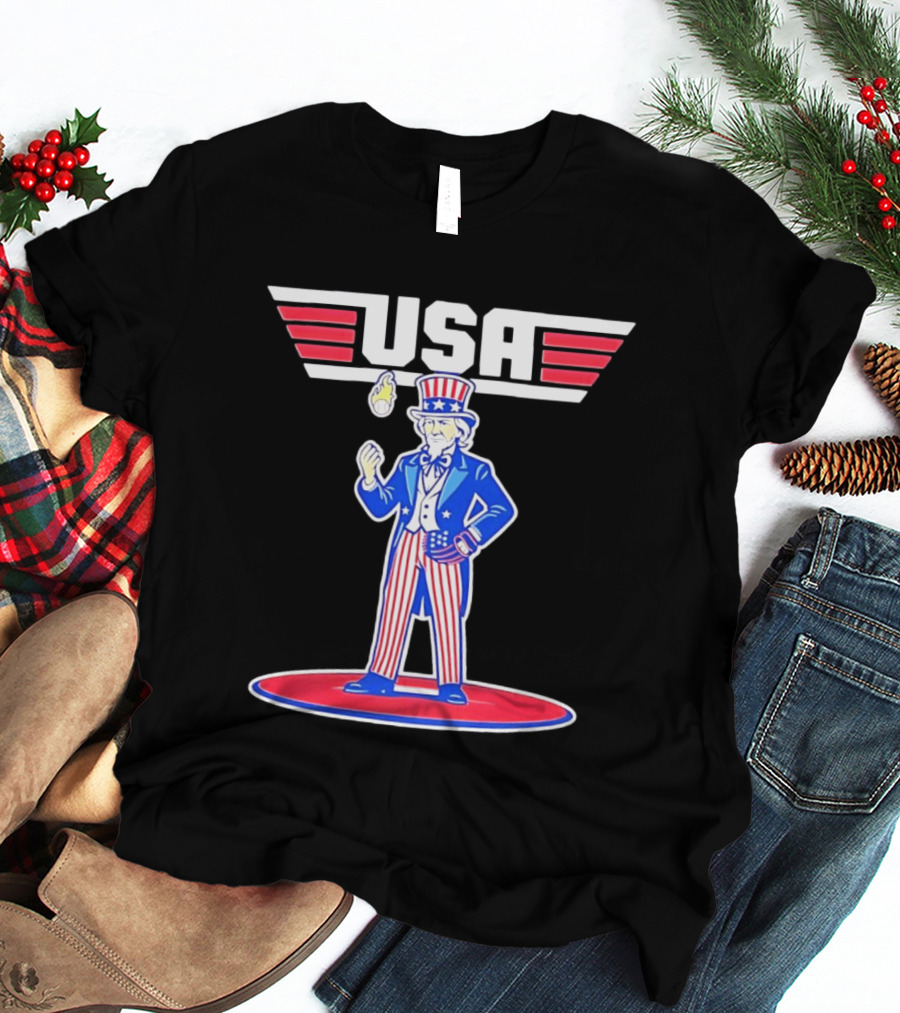 Uncle Sam USA Baseball Ace Patriotic Sports T-Shirt