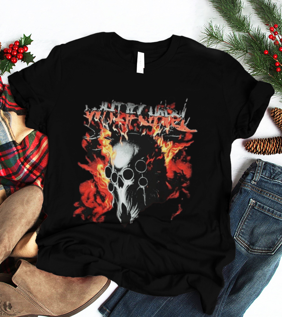 Whitechapel Inferno Skull Flames Grunge T-Shirt