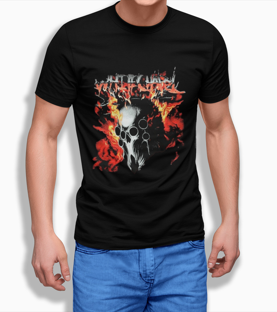 Whitechapel Inferno Skull Flames Grunge T-Shirt