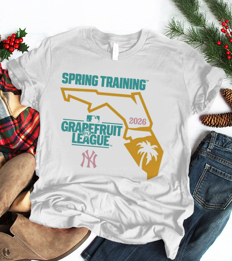 Spring Training New York Yankees Grapefruit League 2026 Florida Map Palm Tree T-Shirt