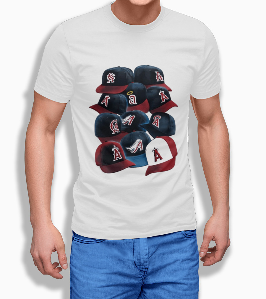 Stacked A Cap Collection With Angelic Halo And Stylized Wings T-Shirt