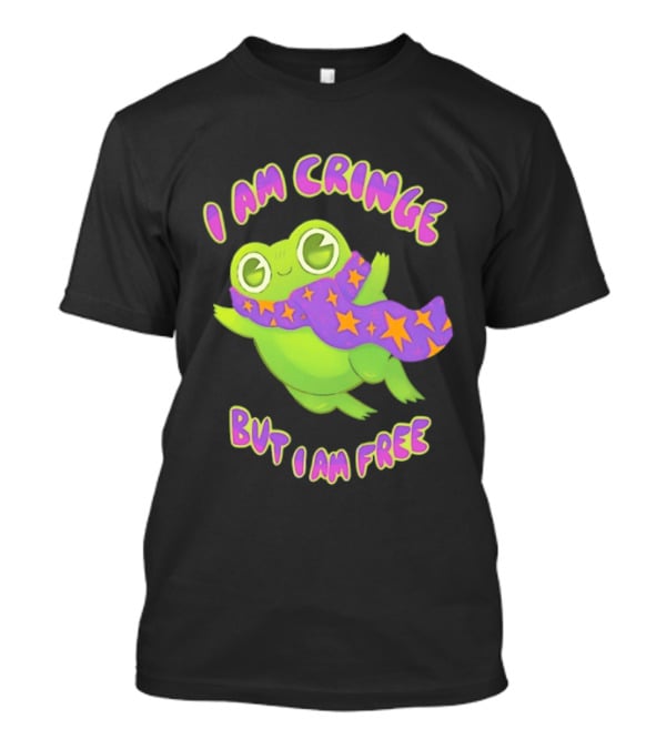 I Am Cringe But I Am Free Frog With Purple Starry Scarf T-Shirt