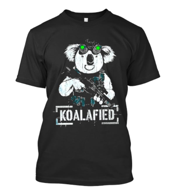 Koalafied Funny Koala With Gun And Green Goggles T-Shirt