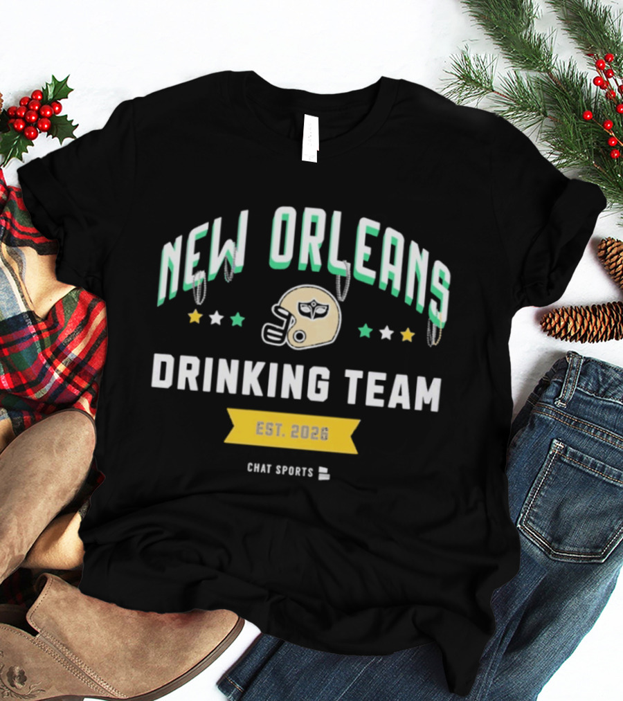 New Orleans Drinking Team Est 2020 Chat Sports Football Helmet Stars T-Shirt