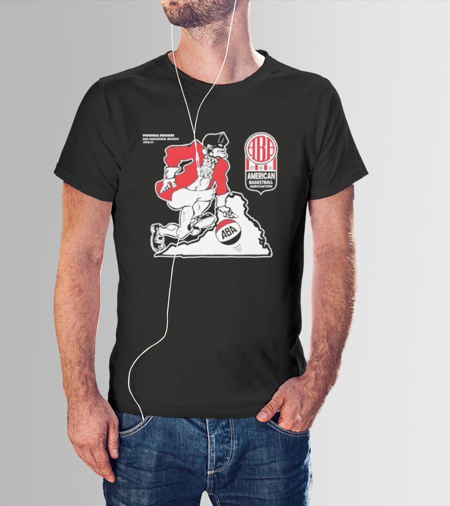 Virginia Squires ABA Basketball Map 1970s T-Shirt