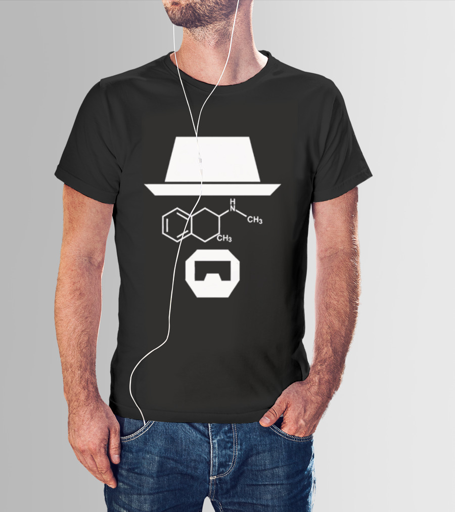 Heisenberg Hat And Methamphetamine Molecule Chemistry Breaking Bad T-Shirt