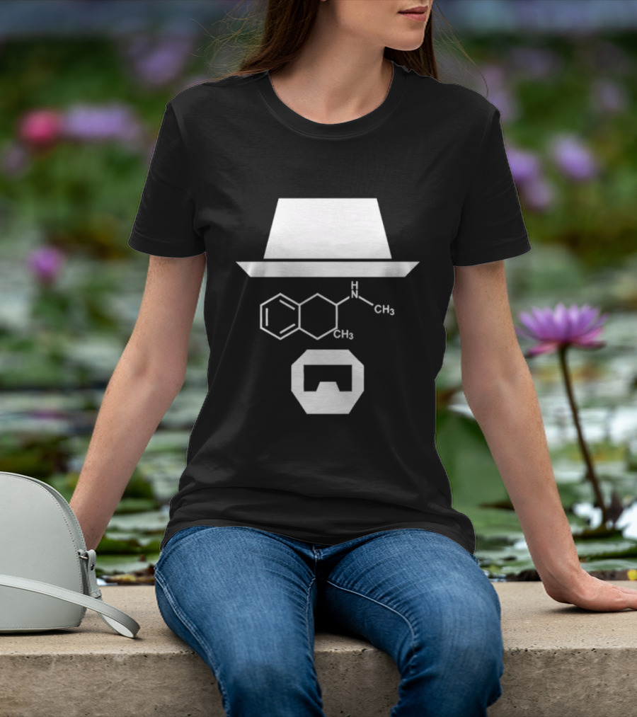 Heisenberg Hat And Methamphetamine Molecule Chemistry Breaking Bad T-Shirt